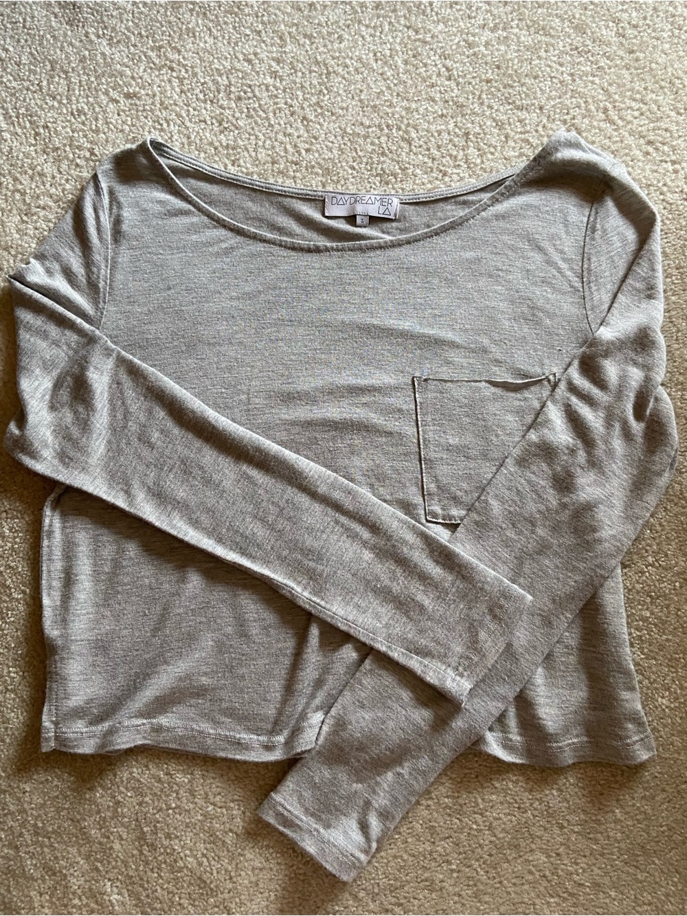 Urban Outfitters Heather Gray Long-Sleeve Pocket Tee